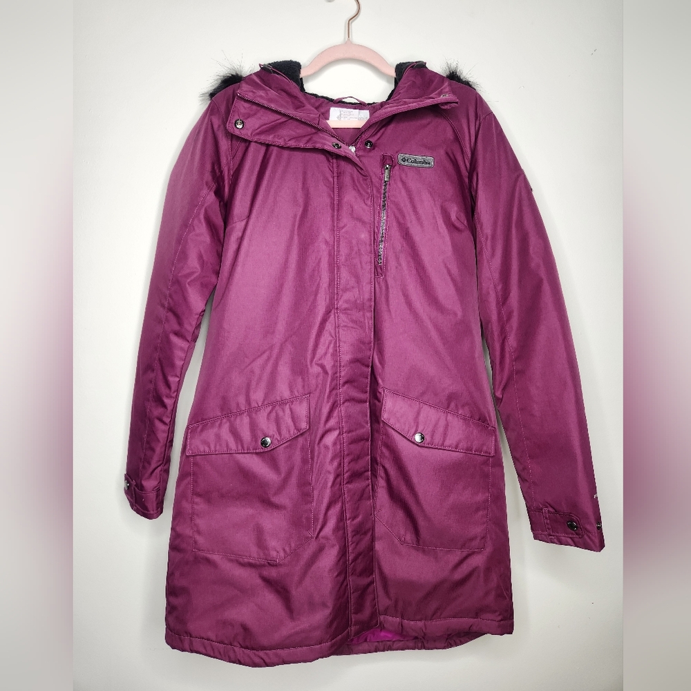 Columbia Suttle Mountain Faux-Fur Hood Insulated Coat Womens Size Large Purple
